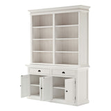 87" White Solid Wood Side Board with Hutch