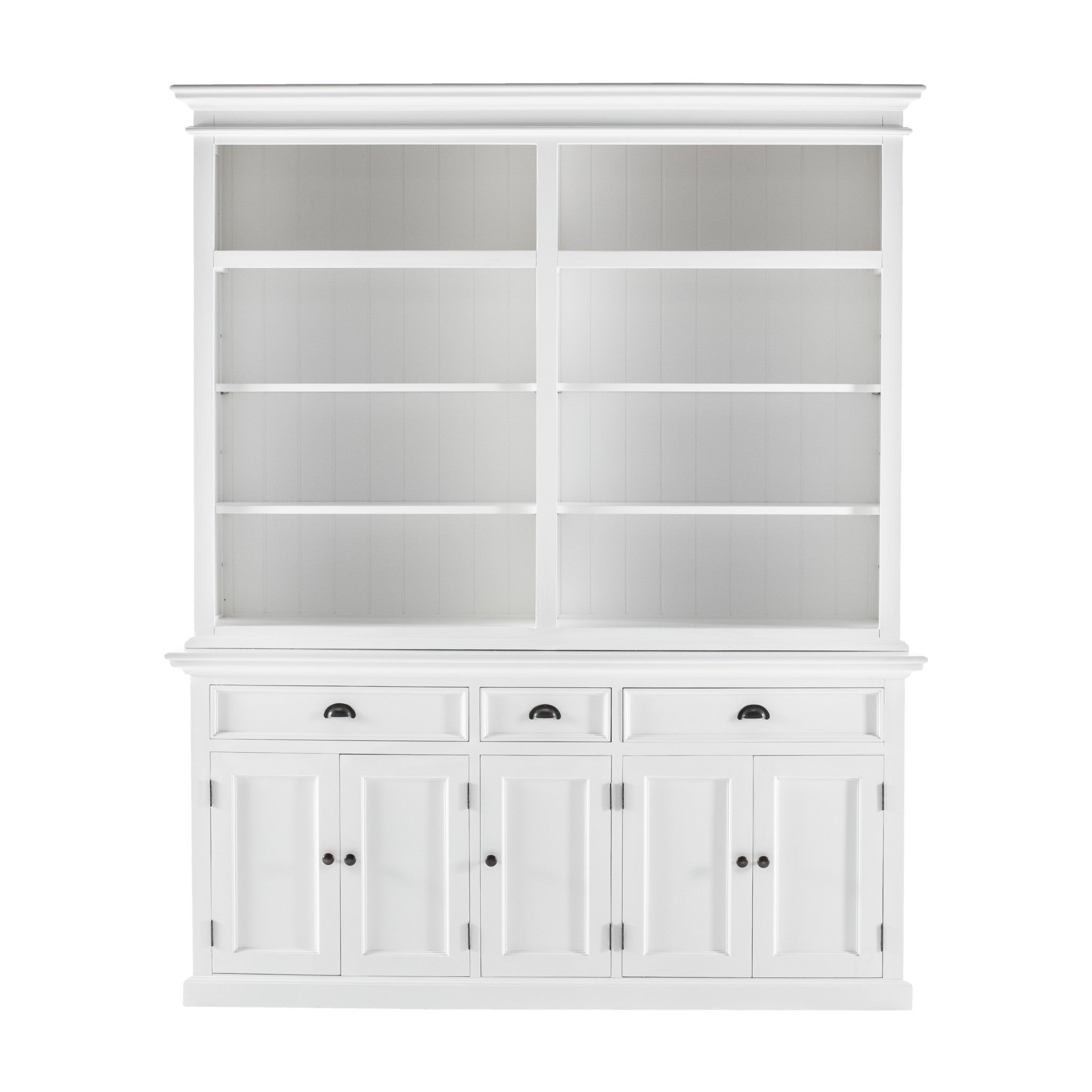 87" White Solid Wood Four Tier Bookcase
