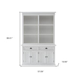 87" White Solid Wood Adjustable Four Tier Bookcase