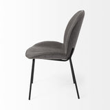 Set Of Two Gray And Black Upholstered Fabric Side Chairs