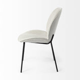 Set Of Two White And Black Upholstered Fabric Side Chairs