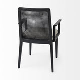 Black and Cream Uholstery and Cane Dining Armchair