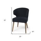 Dark Navy and Brown Mid Century Wingback Dining Chair