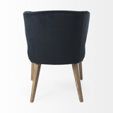 Dark Navy and Brown Mid Century Wingback Dining Chair