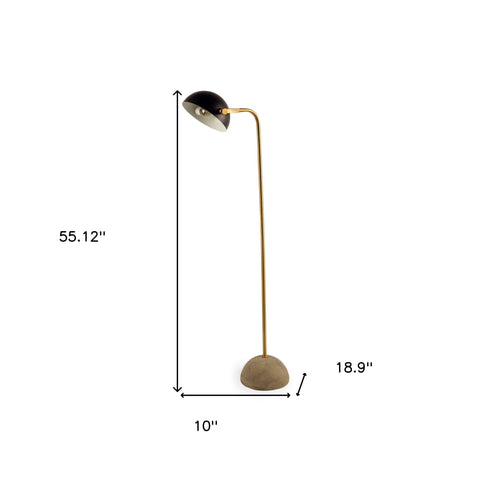 Antiqued Gold Black and Concrete Floor Lamp