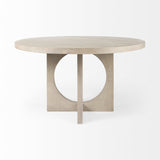 Light Natural Wood Round Geometric Dining Table