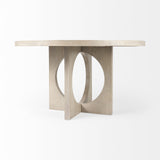 Light Natural Wood Round Geometric Dining Table