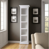 75" White Solid Wood Five Tier Bookcase