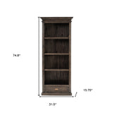 75" Brown and Black  Wood Four Tier Bookcase