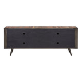 79" Wood Brown Recycled Boat Wood And Iron Cabinet Enclosed Storage TV Stand