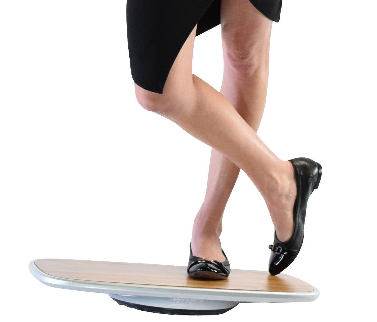 Bamboo and Silver Active Standing Desk Balance Board