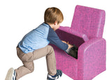 Kids Pink Comfy Upholstered Recliner Chair with Storage