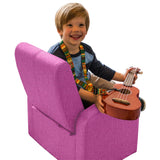 Kids Pink Comfy Upholstered Recliner Chair with Storage