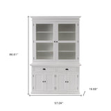 57" White Solid Wood Frame Dining Hutch With Twelve Shelves And Two Drawers