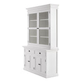 57" White Solid Wood Frame Dining Hutch With Twelve Shelves And Two Drawers