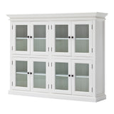 52" White Wood and Glass Two Level Storage Cabinet