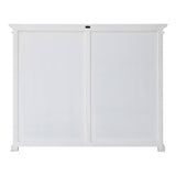 52" White Wood and Glass Two Level Storage Cabinet