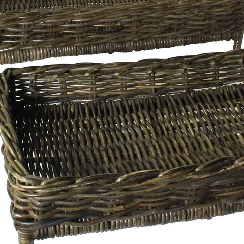 Set of Two Brown Rattan Trays