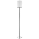 65" Chrome Traditional Shaped Floor Lamp With White Drum Shade