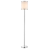 65" Chrome Traditional Shaped Floor Lamp With White Drum Shade