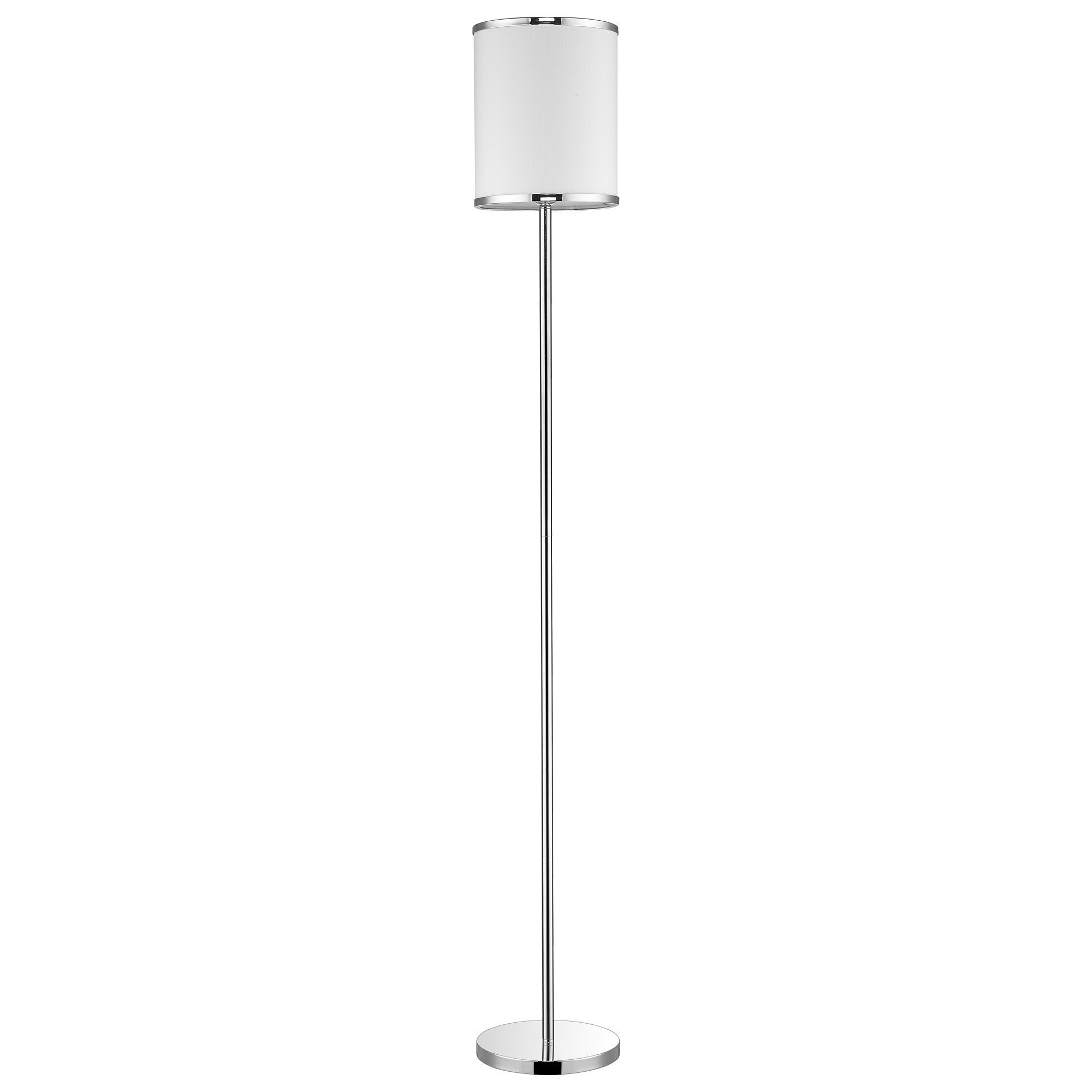 65" Chrome Traditional Shaped Floor Lamp With White Drum Shade