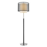62" Chrome Traditional Shaped Floor Lamp With Black And White Drum Shade