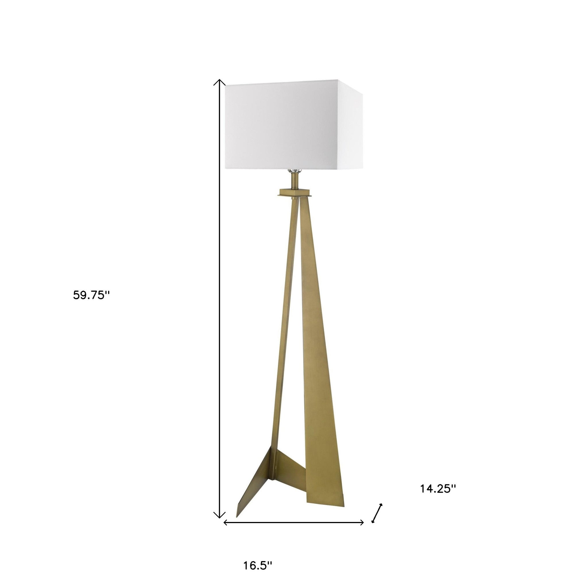 60" Brass Traditional Shaped Floor Lamp With White Novelty Shade