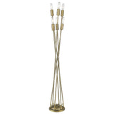 60" Brass Six Light Torchiere Floor Lamp