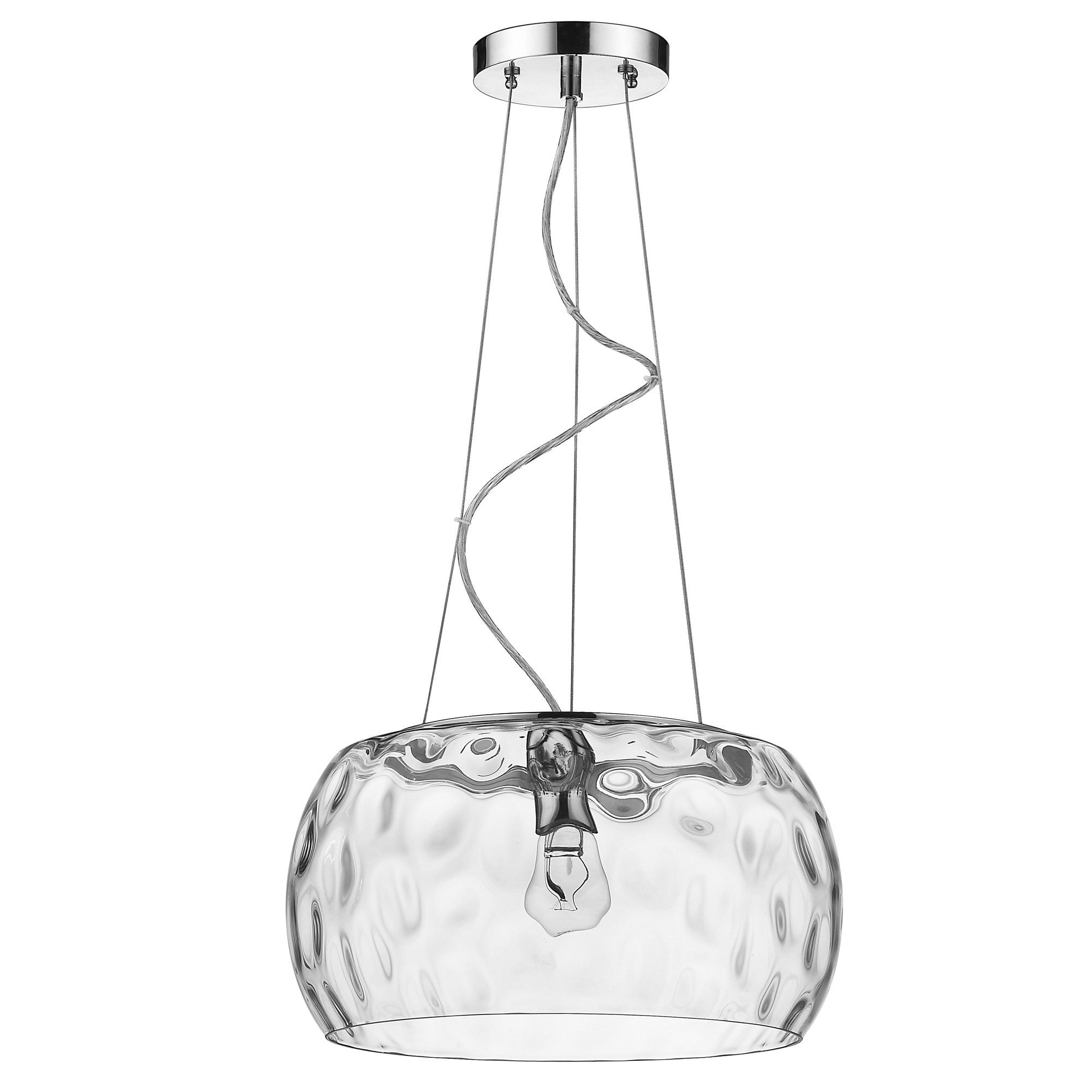 Mystere 1-Light Polished Chrome Pendant With Dimpled Glass Shade