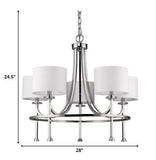 Kara 5-Light Polished Nickel Chandelier With Fabric Shades And Crystal Bobeches