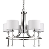 Kara 5-Light Polished Nickel Chandelier With Fabric Shades And Crystal Bobeches