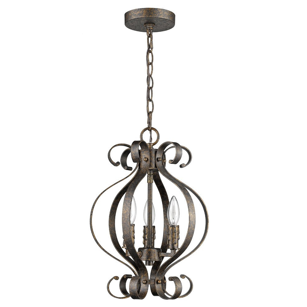 Lydia 3-Light Russet Chandelier With Melted Wax Tapers