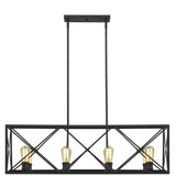 Brooklyn 8-Light Matte Black Island Pendant With Metal Framework Shade