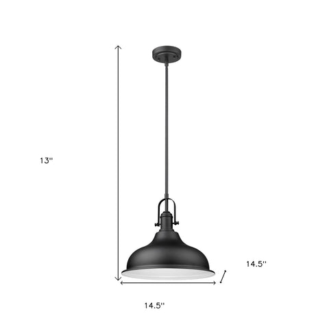 Matte Black Hanging Light with Dome Shade