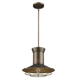 Newport 1-Light Tin Coated Pendant With Raw Brass Interior Shade And Louver