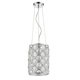 Isabella 1-Light Polished Nickel Drum Pendant With Crystal Accents