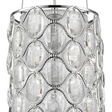 Isabella 1-Light Polished Nickel Drum Pendant With Crystal Accents