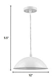 White Metal Hanging Light with Dome Shade