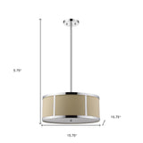 Butler 2-Light Polished Chrome Pendant With Coarse Cream Linen Shade And Opal Acrylic Diffuser