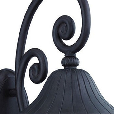 Three Light Matte Black Leaf Detail Wall Light