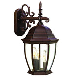 Three Light Dark Brown Wide Hanging Lantern Wall Light