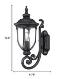 Matte Black Cast Aluminum Glass Lantern Wall Light