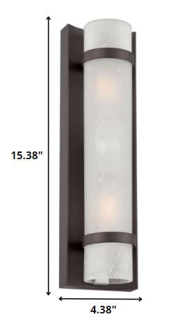 Two Light Bronze and White Glass Wall Sconce