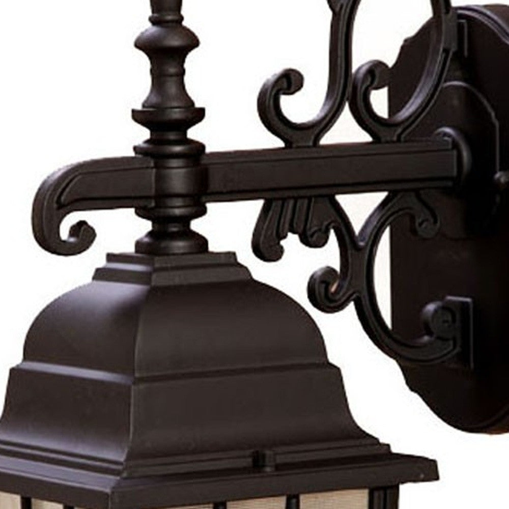 Dark Brown Window Pane Lantern Wall Light