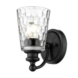 Black Metal and Pebbled Glass Wall Light