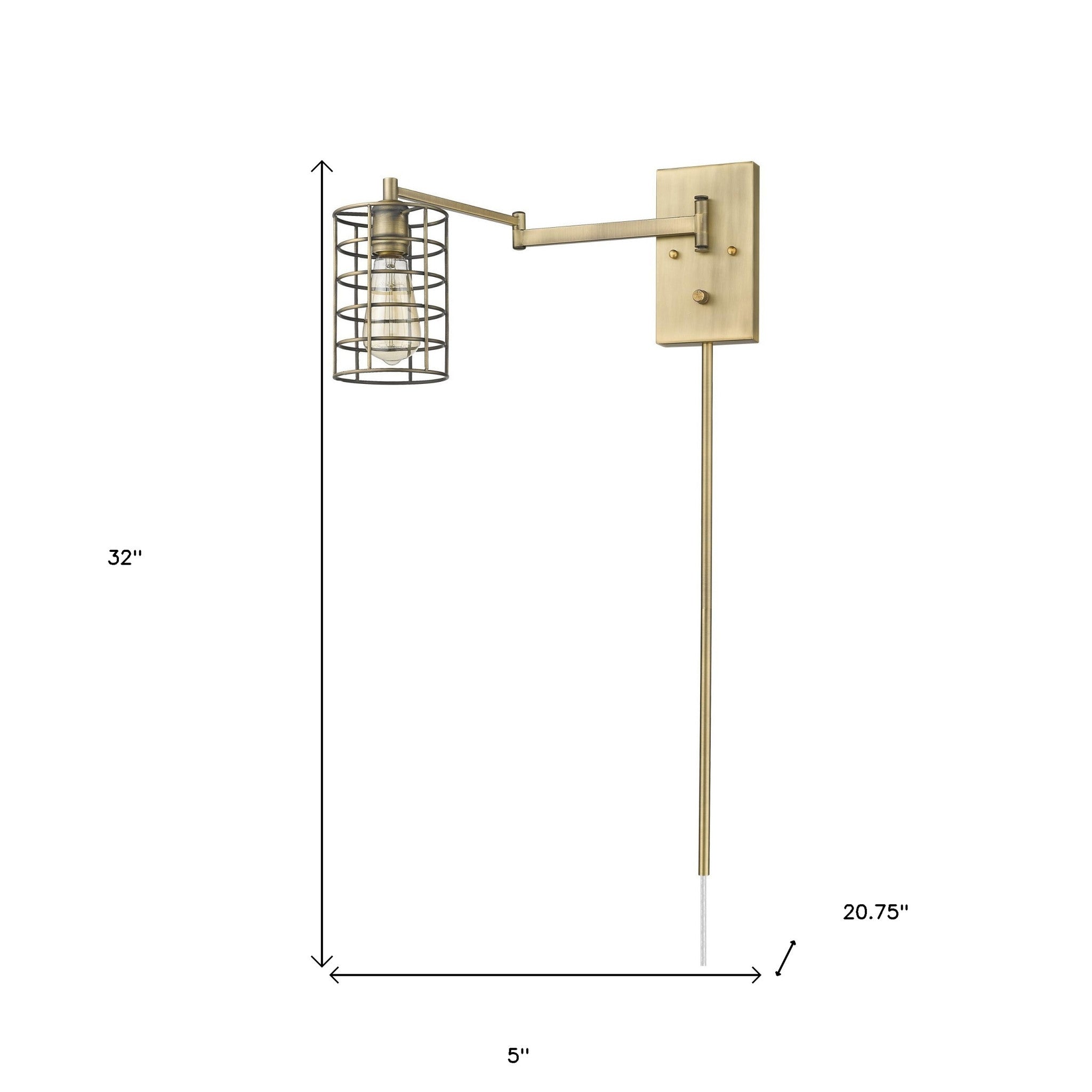 Industrial Gold Metal Wall Sconce
