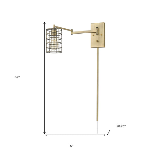 Industrial Gold Metal Wall Sconce