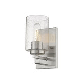 Silver Metal and Textured Glass Wall Sconce