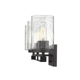 Bronze Metal and Textured Glass Three Light Wall Sconce