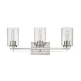 Silver Metal and Textured Glass Three Light Wall Sconce